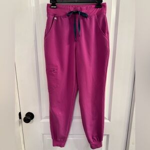 Figs Women's Jogger Pants in Magenta with Navy Accents